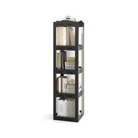 costway estanteria 4 niveles giratoria plegable biblioteca giratoria 360 con base giratoria torre de estanteria de estante alto negro