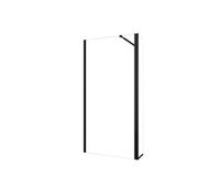 mampara de ducha fija 2 hojas panel fijolateral giratorio vidrio 8mm antical con barra negra mate 73-120cm tamano539-55930x200cm