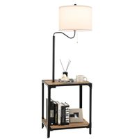 costway lampara de pie con mesa y puertos de carga usb brazo giratorio de 360 con mesita de noche para salon dormitorio 49 x 34 x 144 cm