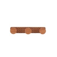 perchero tono madera con motivos negros 3 ganchos 35x6cm