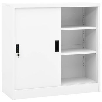 Armario De Oficina Con Puerta Corredera Acero Blanco 90x40x90cm Vidaxl