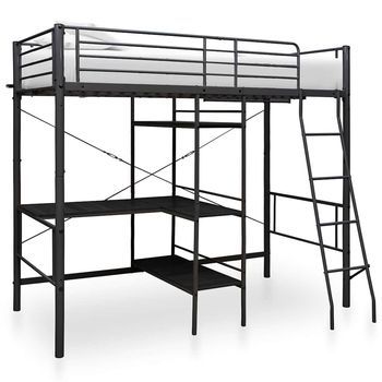 Estructura De Litera Con Mesa De Metal Negro 90x200 Cm Vidaxl