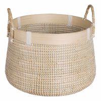 cesta bola de fibra vegetal blanca