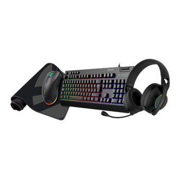 UNYKAch Pack NOVA Teclado Gaming Membrana Español, Ratón, Cascos, Alfombrilla XL