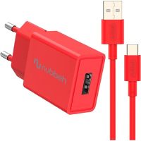 nubbeh cargador pared bhoot usb-a 10w rojo  cable usb a-c