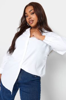 Yours Camisa Blanca Algodón Lateral Fruncido, Mujer Curvy Y Tallas Grandes, Yours