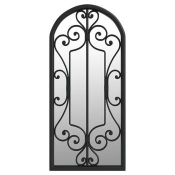 Espejo De Jardín Hierro Negro Para Uso Exterior 100x45 Cm Vidaxl