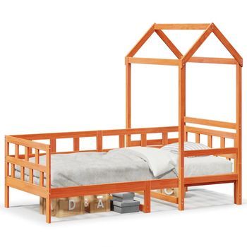 Sofá Cama Con Techo Madera Maciza Pino Marrón Cera 90x200 Cm Vidaxl