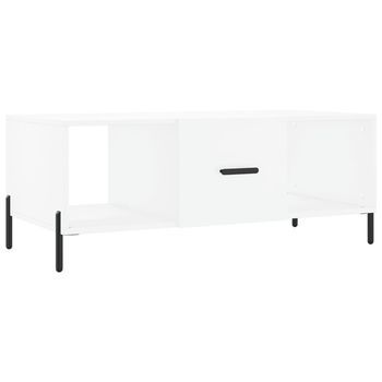 Mesa De Centro 50x102x40 Cm Madera Trabajada Y Hierro - Blanco
