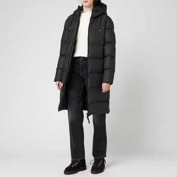RAINS Long Puffer Jacket - Black - L-XL