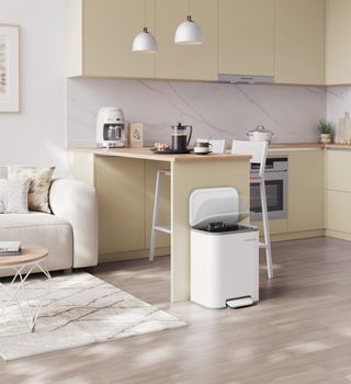 Cubo de basura de cocina 20 l de acero blanco