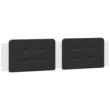 Cabecero，panel De Cabecero De Cama Acolchado Zadar Cuero Sintético Negro Blanco 200 Cm