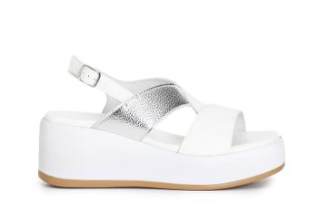 sandalias con cruce bicolor white/silver