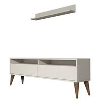 mueble tv con estante best crema