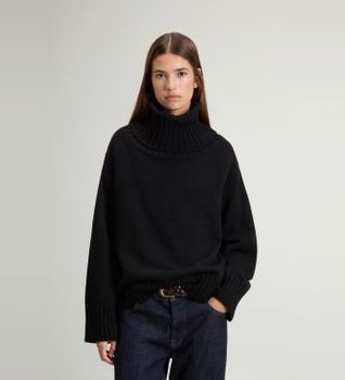 Woolrich para mujer. CFWWKN2045FRUF0574 Jersey de cuello alto de mezcla de lana y cachemira negro (S), Casual
