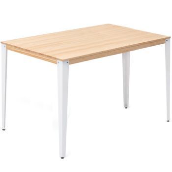 Mesa Lunds Alta 80x140x110cm Blanca En Madera Maciza De Pino Acabado Natural Estilo Nórdico Industrial Box Furniture