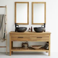 mueble de lavabo de teca maciza 135 cm