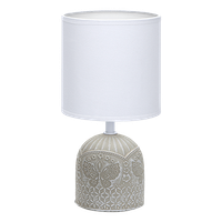 aigostar - lamparas de mesita de noche lampara de mesa e14 grabado de mariposas pantalla de tela color blanco lampara escritorio diseno clasico vintage para dormitorio estudio l13 x h26cm