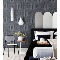 papel pintado vinilico ecologico de damasco hindu de hojas con textura - scandi palace 680867 de gaulan - rollo de 10 m x 053 m