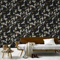 papel pintado pajaros japoneses negro 1005x52cm