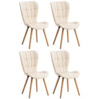 juego de 4 silla de comedor elda simil cuero crema 63x50x88 cm clp