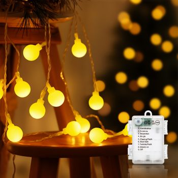 Aigostar Guirnalda Luces 10.3M 100LED Guirnalda Luces Pilas 8 Modos de Luces Decorativas de Navidad, Guirnalda Luces Exterior IP44 Impermeable para Navidad, Fiestas y Reuniones, blanco lechoso