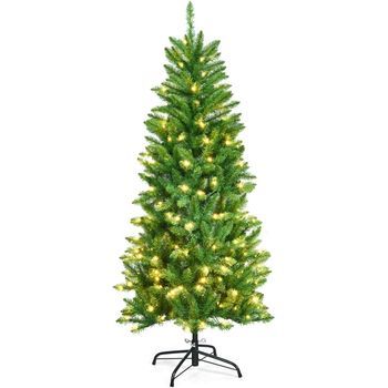 Árbol De Navidad 150cm Verde, Costway 150 Luces Led De Blanco Cálido, 300 Agujas De Pvc