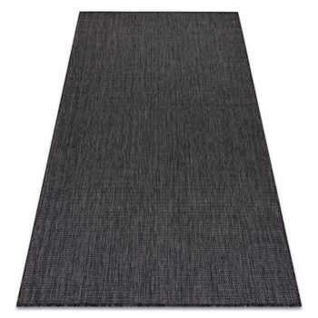 Alfombra Sisal Sion A5165a Mezcla Tejido Plano Negro 180x270 Cm