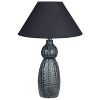 lampara de mesa de ceramica azul oscuro negro 60 cm pantalla de tela matina