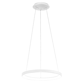 Krizia - Lámpara Colgante Led Regulable 50w - 2900lm, Luz Cálida 3000k, Aro Blanco Mate, Difusor Opal, D. 60cm, Ip20