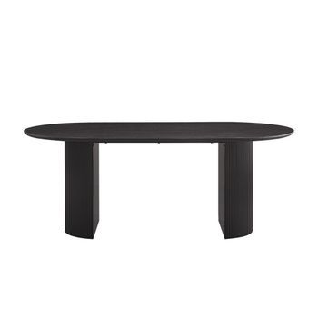 Mesa De Comedor Ovalada Vagos Efecto Madera Marrón Oscuro Longitud 200cm, Ideal Para Un Comedor Acogedor