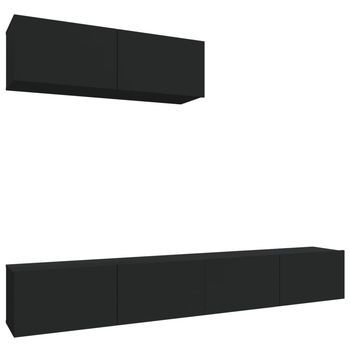 Set De 3 Uds Muebles Tv | Mueble De Salón | Armario Tv Madera Contrachapada Negro