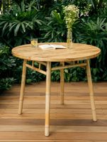 mesa de comedor en madera de bambu d90