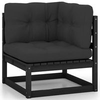 conjunto de muebles de jardin 2 uds  mesa y sillas con cojines madera pino negro
