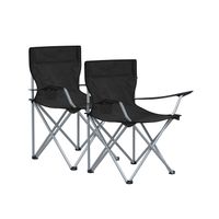 sillas de camping exterior apoyabrazos bolsillo para tazas portatil plegable negro