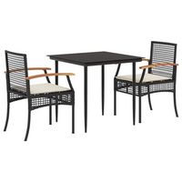 set comedor de jardin 3 pzas con cojines ratan sintetico negro cfw739689
