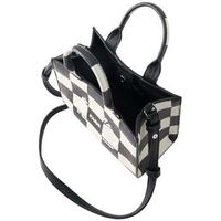 karl lagerfeld bolsa bolso tote cuadrado mini ajedrez negro y blanco para mujer