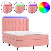 cama tapizada 193x147x128 cm terciopelo - rosa
