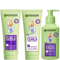 garnier method for curls shampoo conditioner and air dry cream bundle