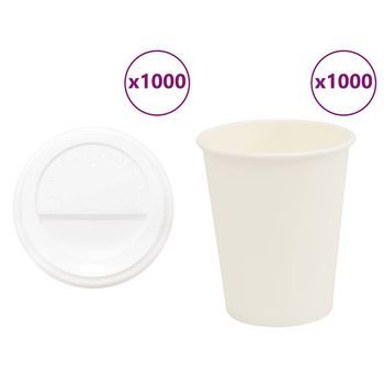 Vasos De Café De Papel Con Tapa 1000 Uds 8oz 200ml Vidaxl