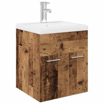 Mueble Fregadero Con Lavabo Y Grifo Empotrados Madera Vieja