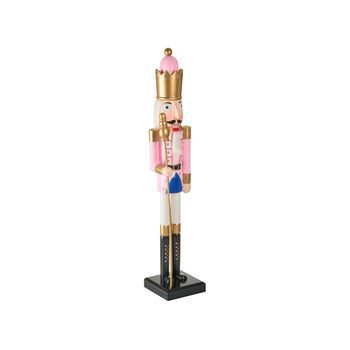 Figurita Decorativa Navidad De Cascanueces De Madera De Pino Con Boca Que Se Abre Hecha A Mano Rosa Trosaan