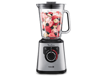 Batidora de vaso - Moulinex PerfectMix+ LM871D, 1200 W, 2 L, 6 Cuchillas, Velocidad Regulable, Tecnología Powelix, 3 Programas, Táctil, Acero Inox.