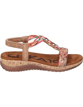 Sandalias Con Cuña Para Mujer Chk10 Rigatone 02 Marrón Y Multicolor 40
