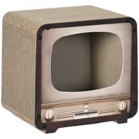 pawhut rascador para gatos 2 en 1 con forma de televisor casa y alfombra para rascar de carton ondulado 39x29x37 cm marron   aosom espana