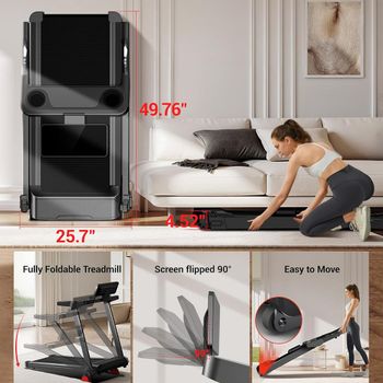 Caminadora Plegable ROBORE L20, Motor Silencioso de 3.5HP, Cinta de 40x107cm de Ancho con Amortiguación, Inclinación del 15%, 14km/h, Capacidad de Carga de 180kg, Gimnasio en Casa con Sensor de