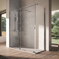 frontal de ducha  puerta corredera con tirante volare 140 - 145 cm lateral fijo  66 - 69 cm