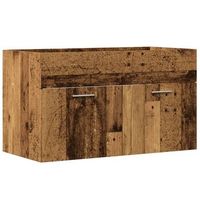 armario de lavabo  mueble de lavabo madera ingenieria envejecida 90x385x46 cm