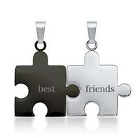 colgante acero inoxidable pieza puzzle negro-plata