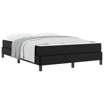 Cama Matrimonial | Cama Para Adulto | Estructura De Cama Con Colchón Negro 140 X 190 Cm Tela